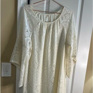 Women’s Cream Crochet - Lace Midi Dress